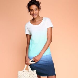 T BY TALBOTS NWT 1X Dip Dye Supersoft Slub Short Sleeve Dress • Coastal Ombre